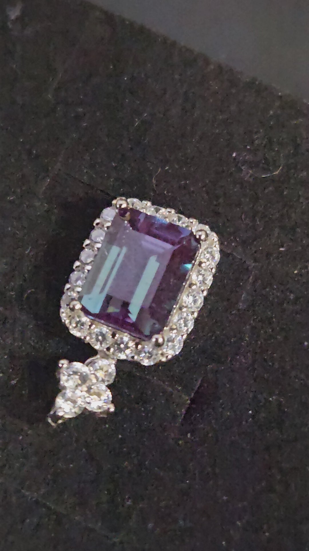 Square-Cut Alexandrite & Cubic Zirconia Halo Pendant