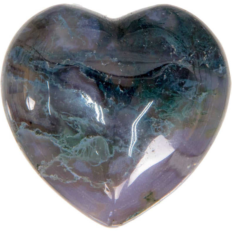 Puffed Gemstone Heart - Moss Agate