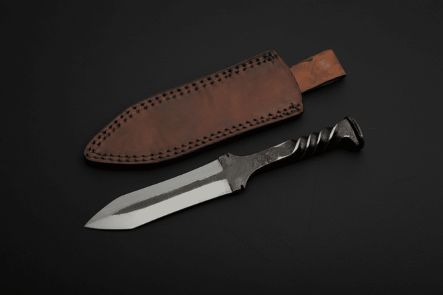 Railroad spike athame with forged metal blade