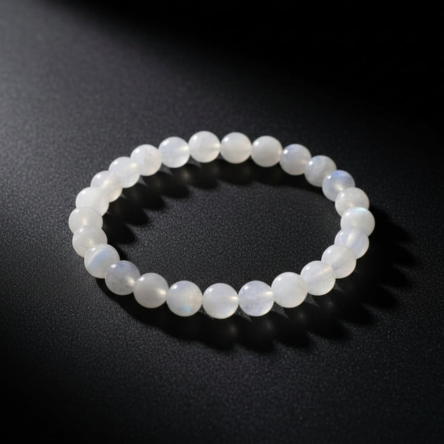 Rainbow moonstone beaded stretch bracelet