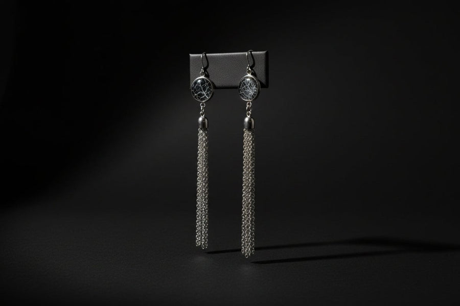 Real Spiderweb Long Chain Earrings