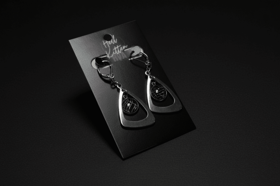 Real Spiderweb Silver-Tone Teardrop Earrings
