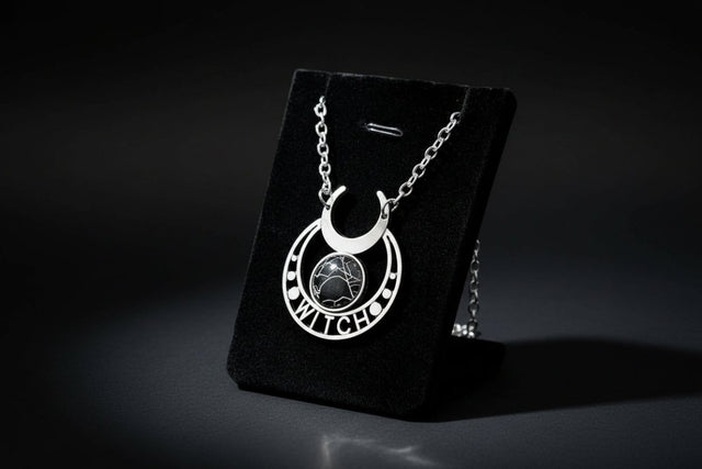 WITCH pendant necklace with preserved real spiderweb beneath glass