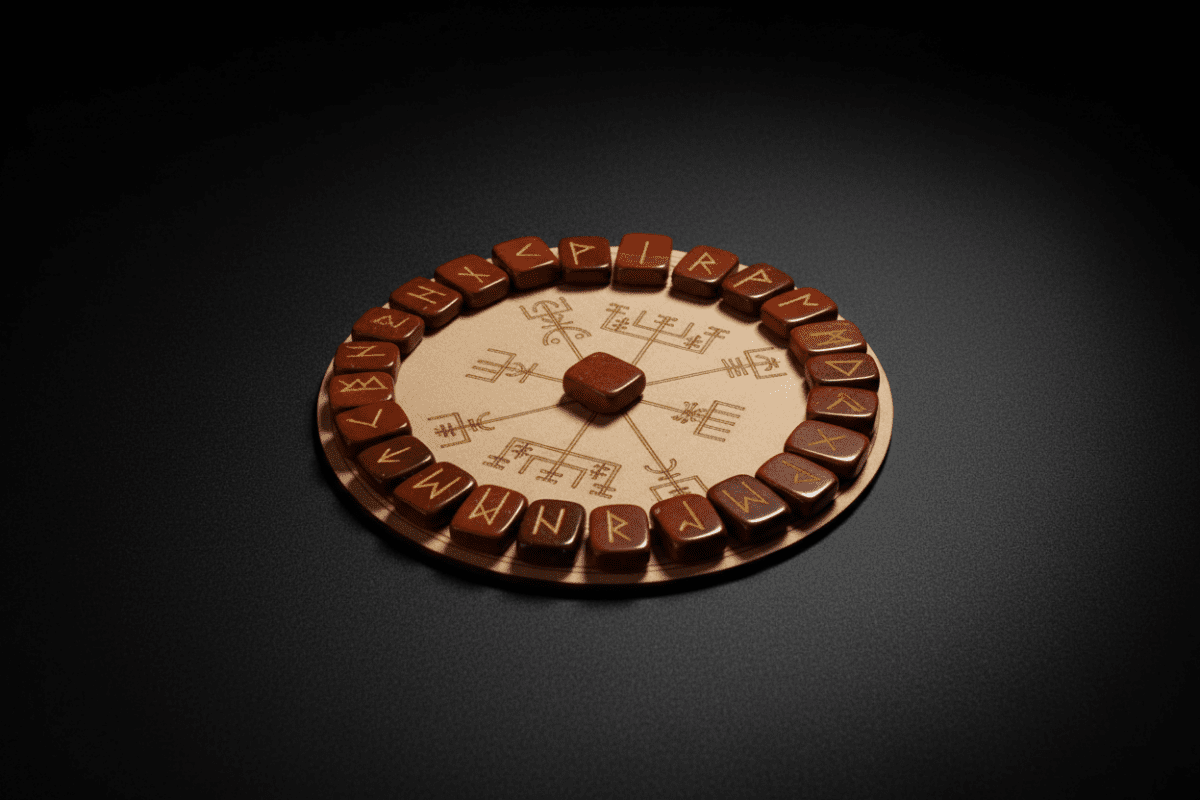 Red Jasper rune stones arranged with a matching casting board