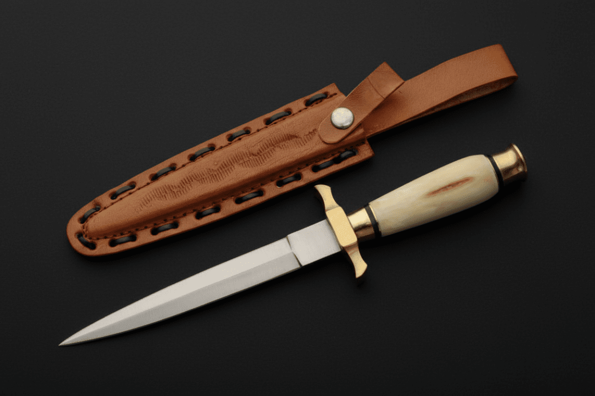 Renaissance-style athame with bone handle and matching sheath