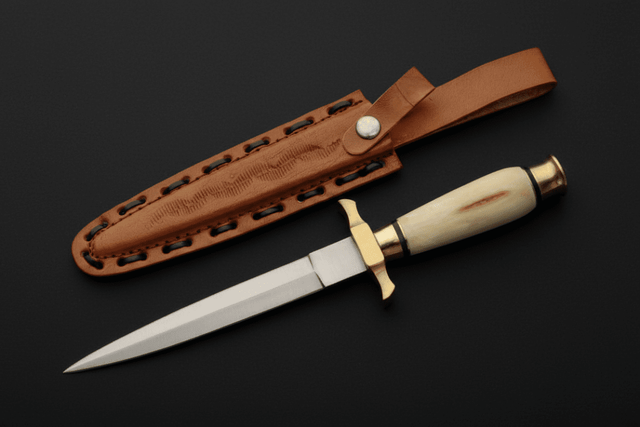 Renaissance-style athame with bone handle and matching sheath