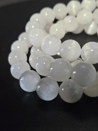 Satin Spar Gypsum Beaded Bracelet (Selenite)