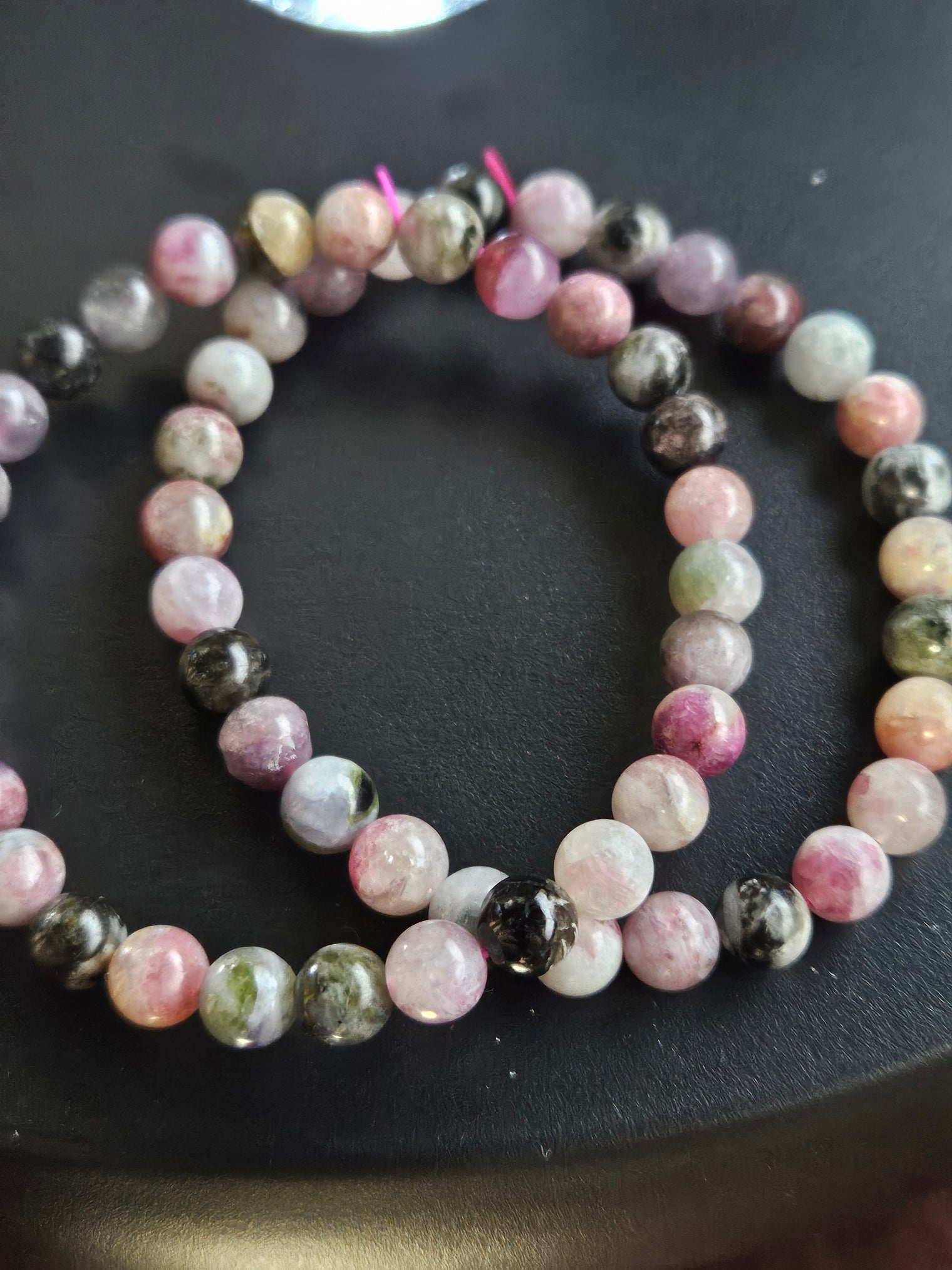Watermelon Tourmaline Beaded Bracelet