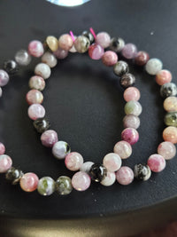 Watermelon Tourmaline Beaded Bracelet