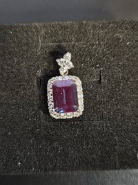 Square-Cut Alexandrite & Cubic Zirconia Halo Pendant