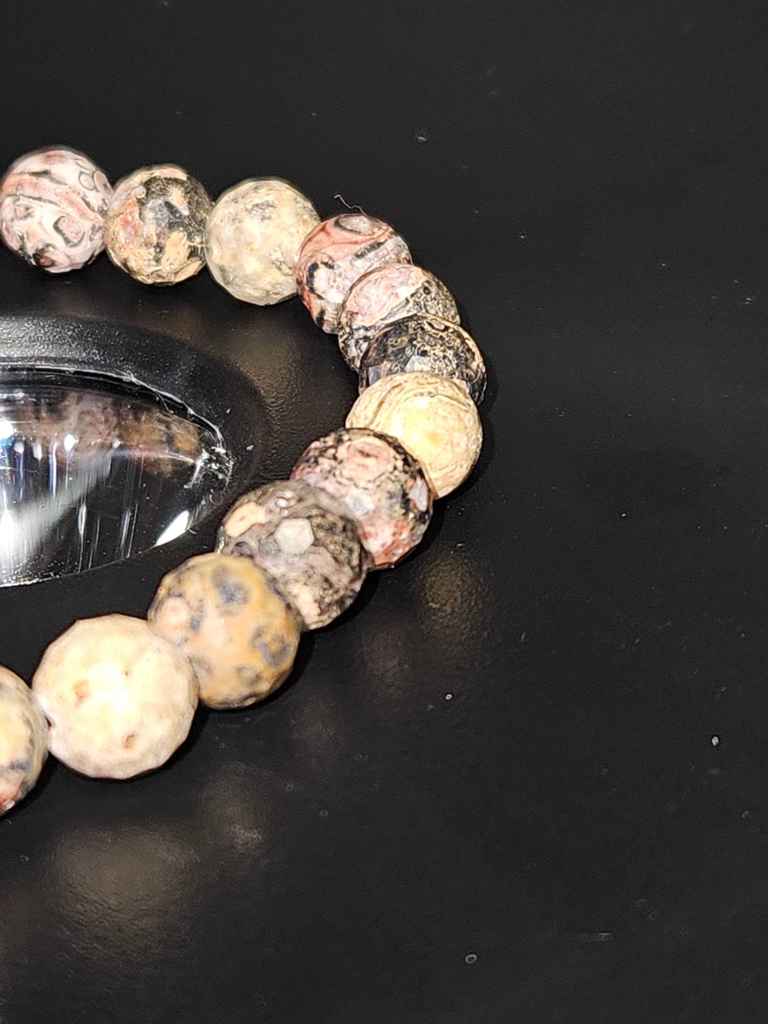 Faceted Leopardite Beaded Bracelet