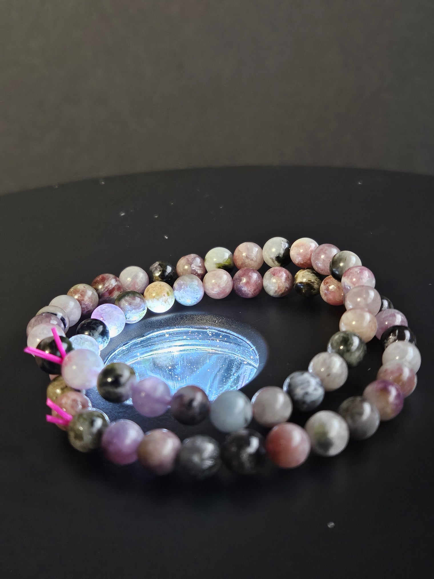 Watermelon Tourmaline Beaded Bracelet