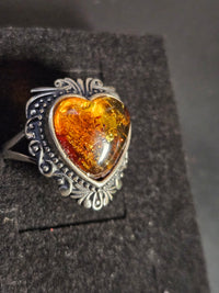 Amber Heart Ring