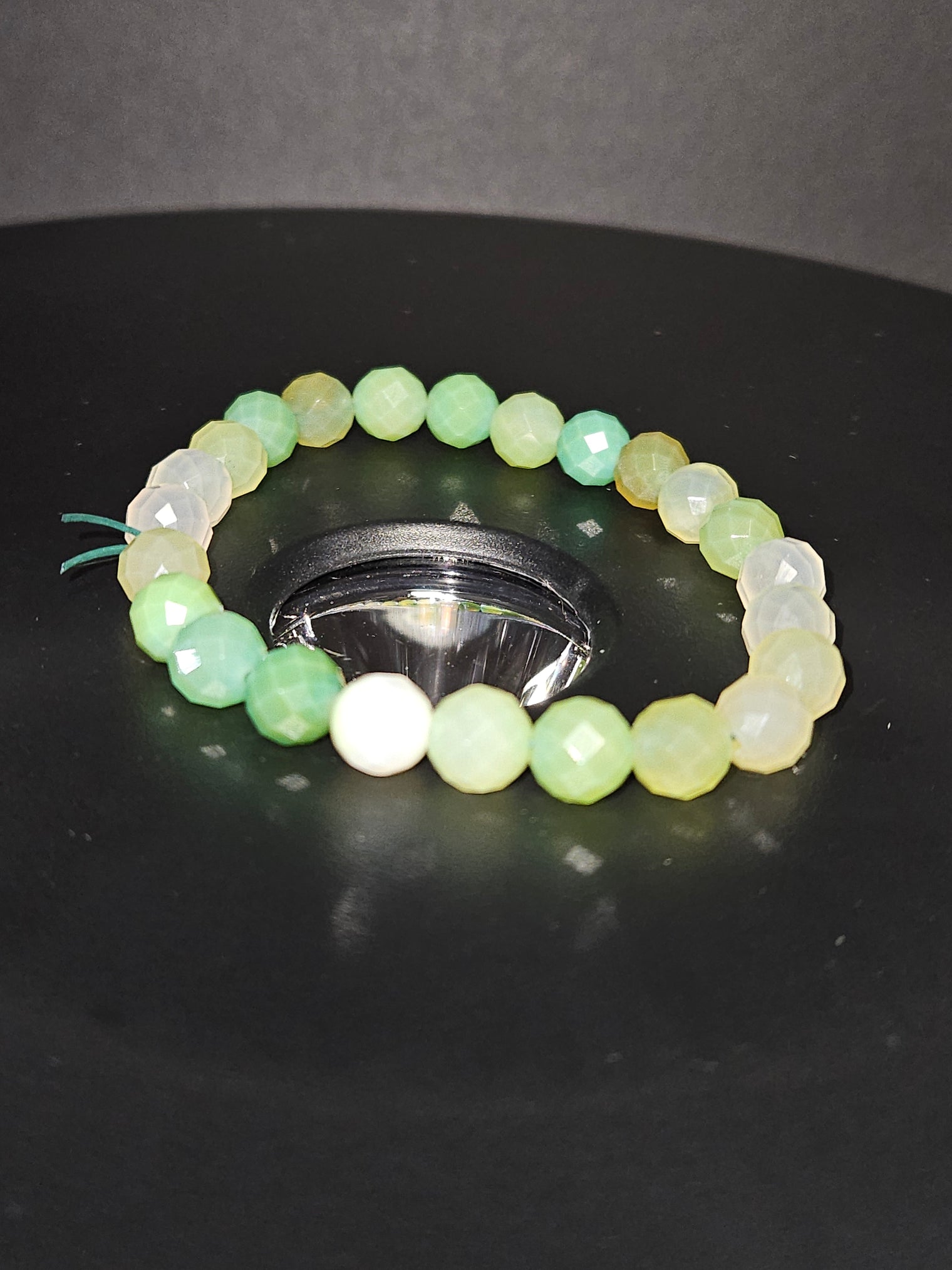 Faceted Green Agate Beaded Bracelet