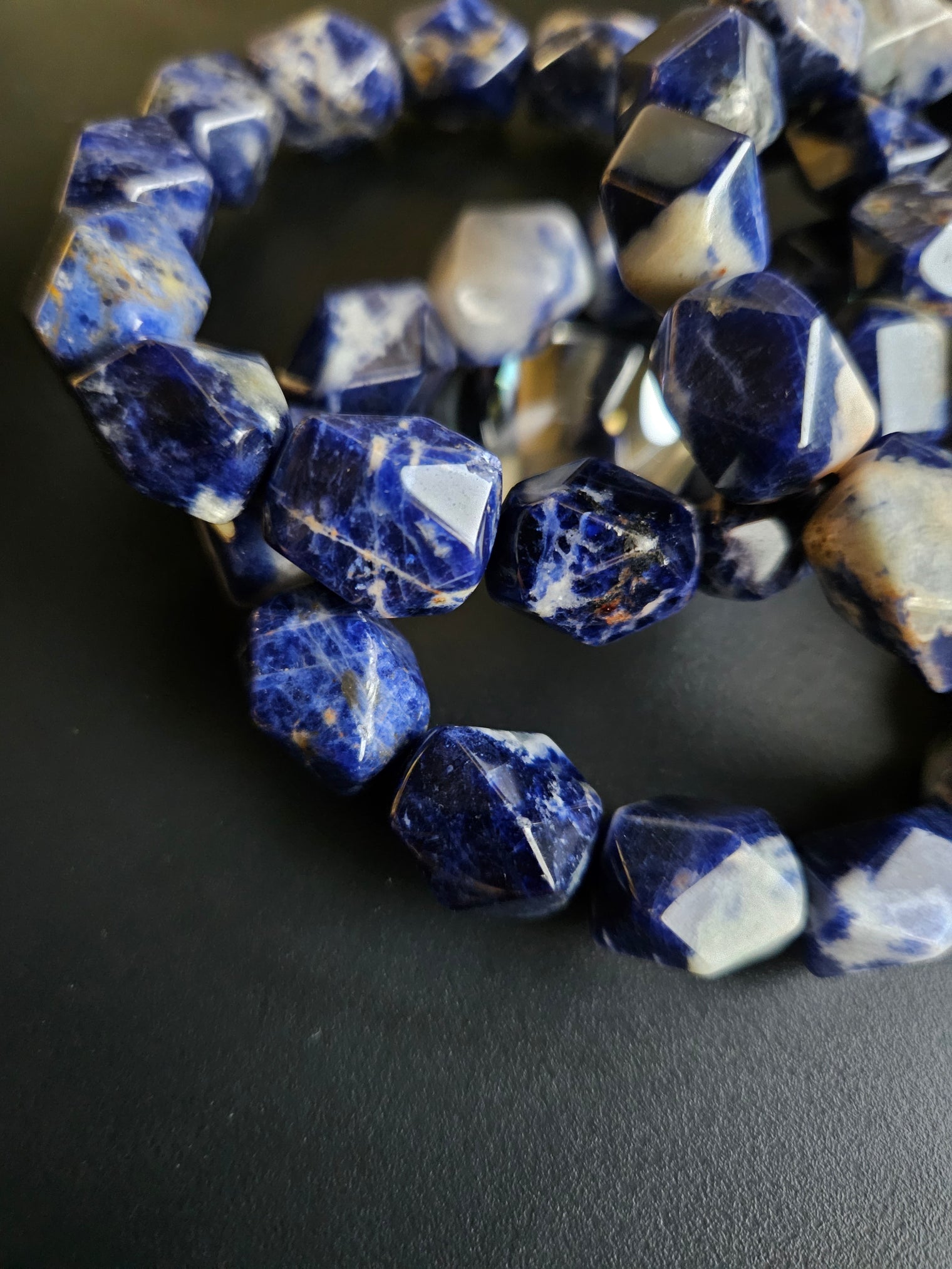 Faceted Sodalite Beaded Bracelet
