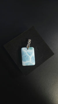 Square Larimar Pendant With Cubic Zirconia
