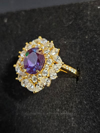 Alexandrite & Cubic Zirconia Halo Ring