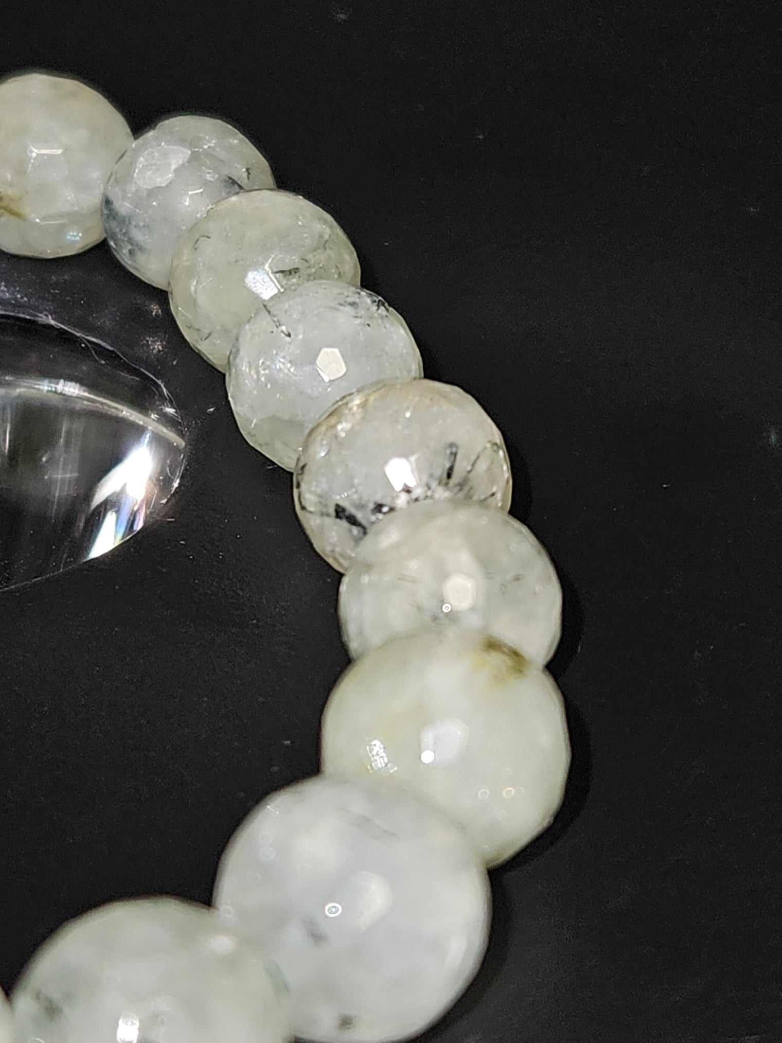 Faceted Prehnite Beaded Bracelet