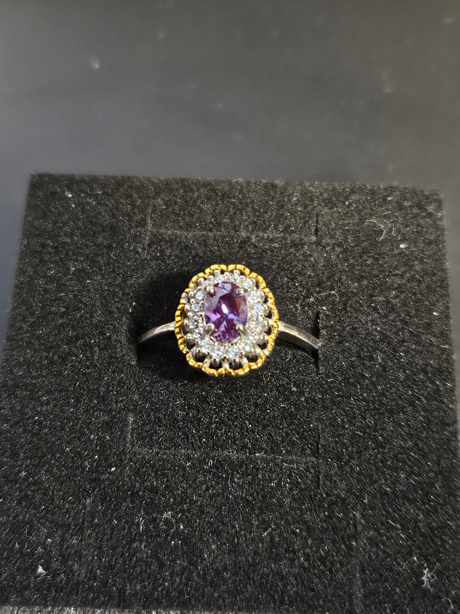 Vintage-Style Alexandrite Halo Ring