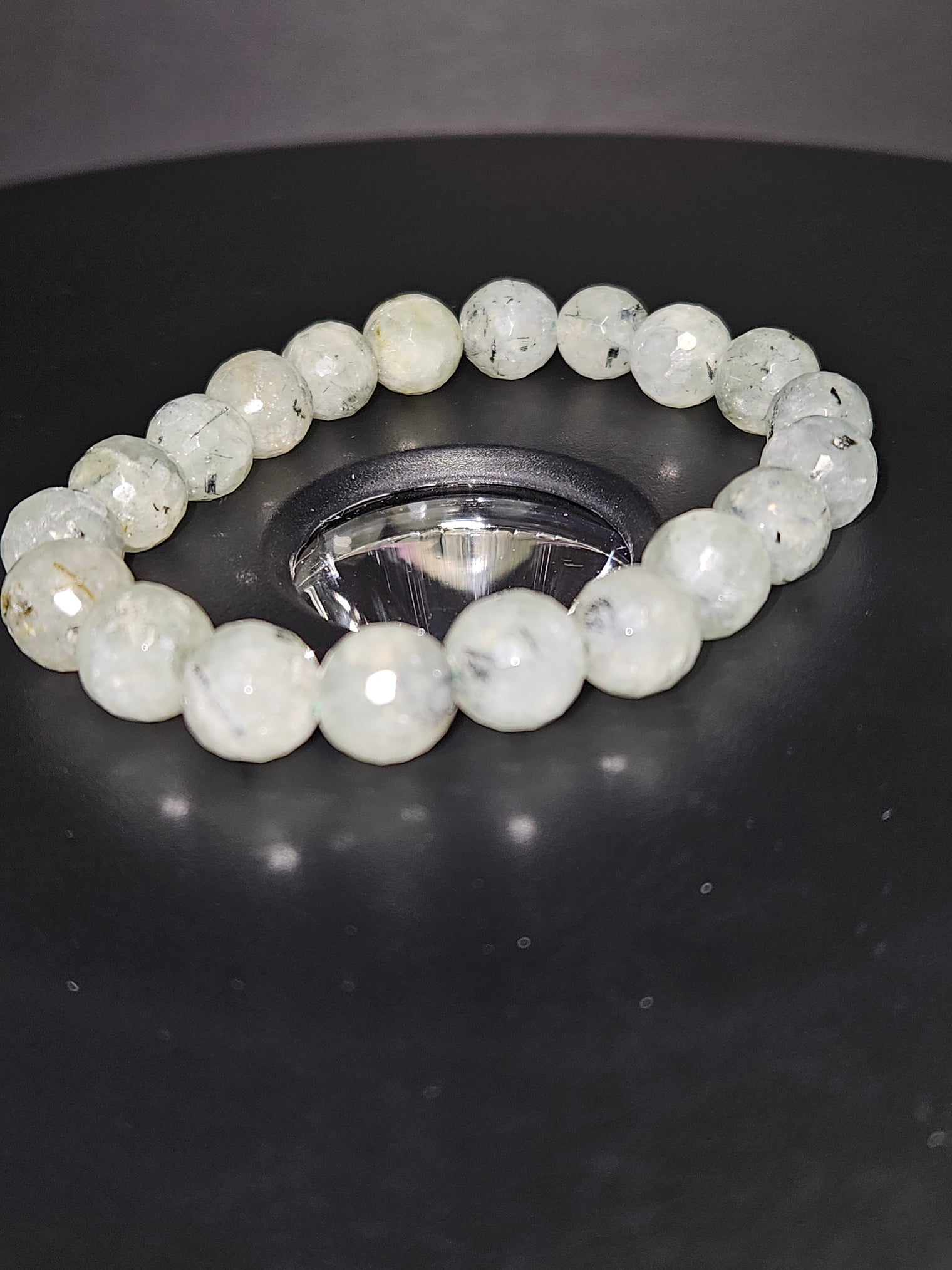 Faceted Prehnite Beaded Bracelet