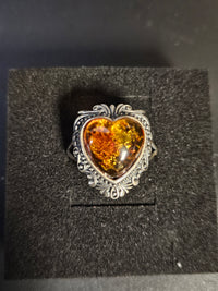 Amber Heart Ring