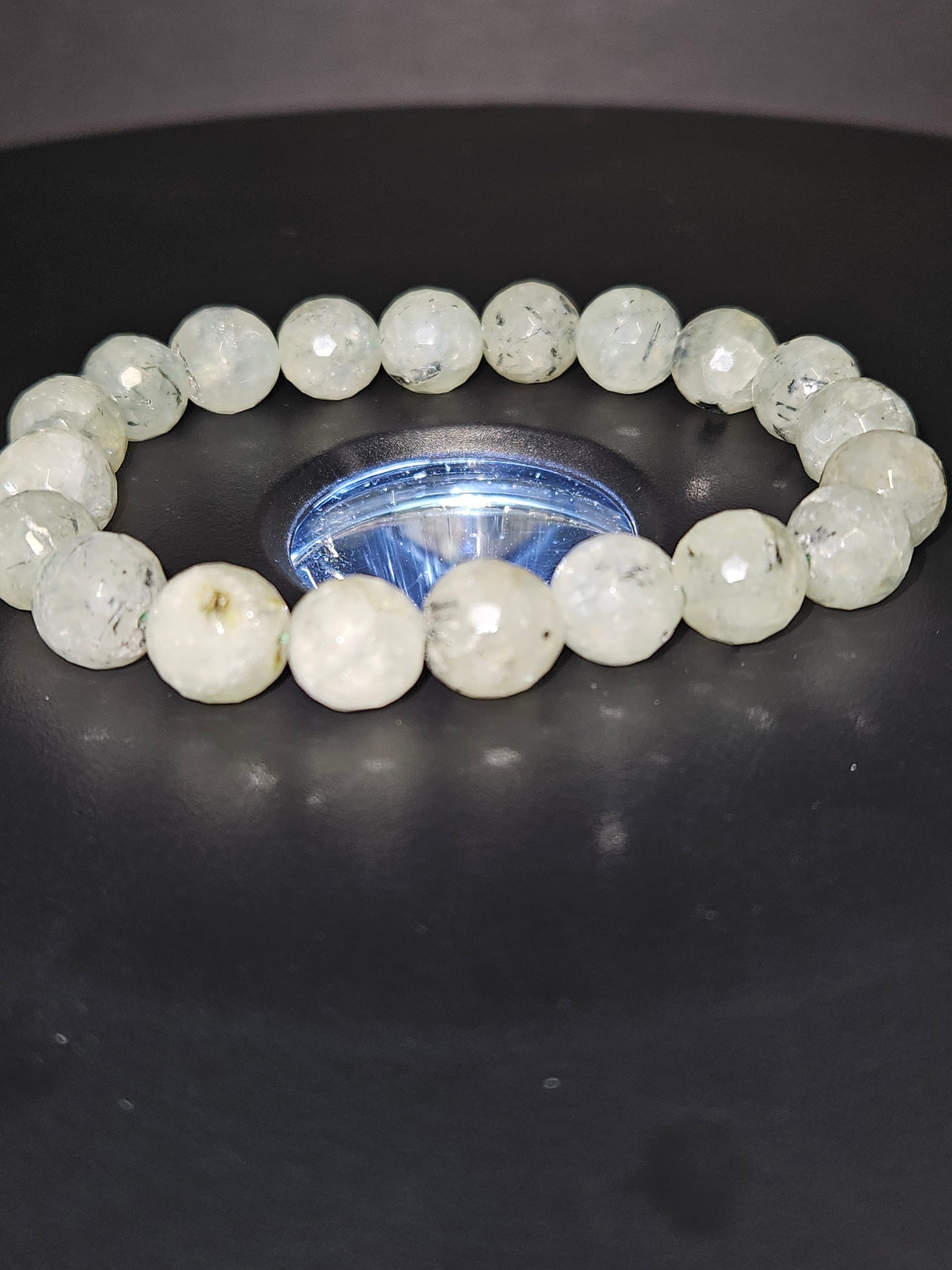 Faceted Prehnite Beaded Bracelet