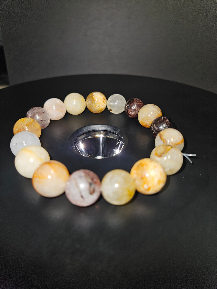 Garden and Golden Healer Quartz bracelet bead detail