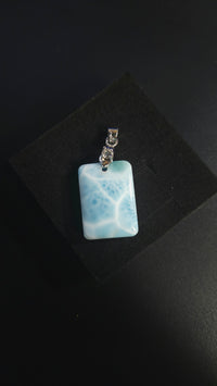 Square Larimar Pendant With Cubic Zirconia