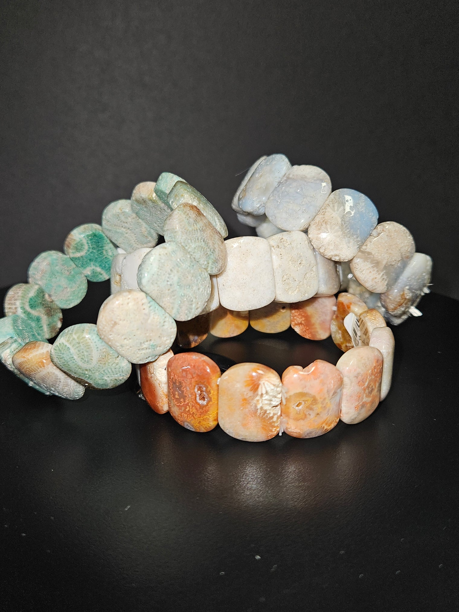 Coral Jade Bangle Bracelet