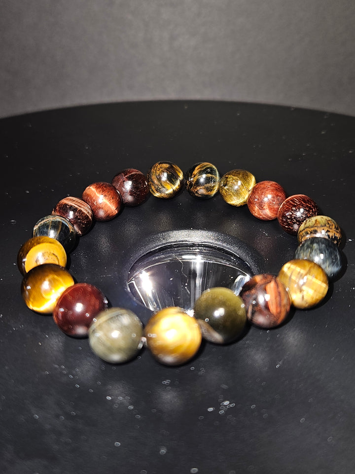 Mixed Tiger Eye beaded bracelet front view