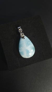 Teardrop Larimar Pendant With Cubic Zirconia