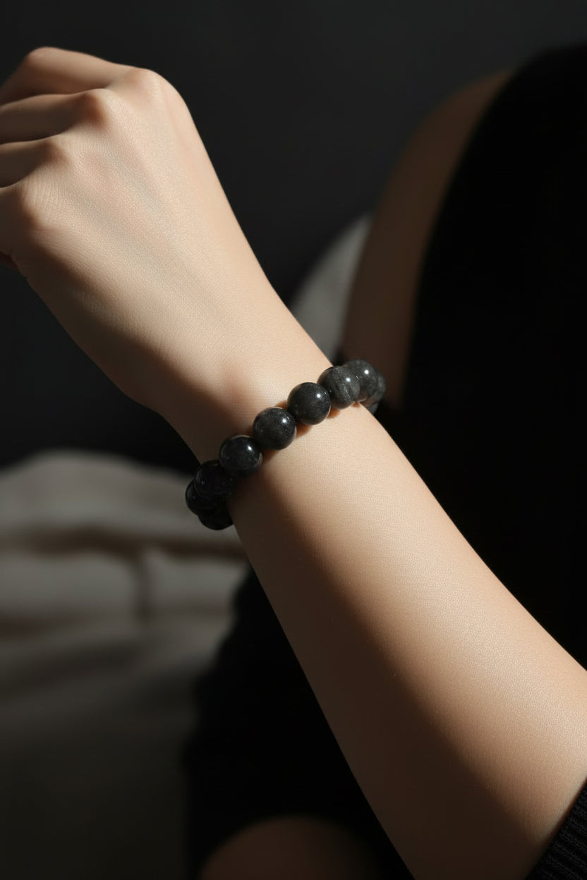 Black Moonstone Beaded Bracelet