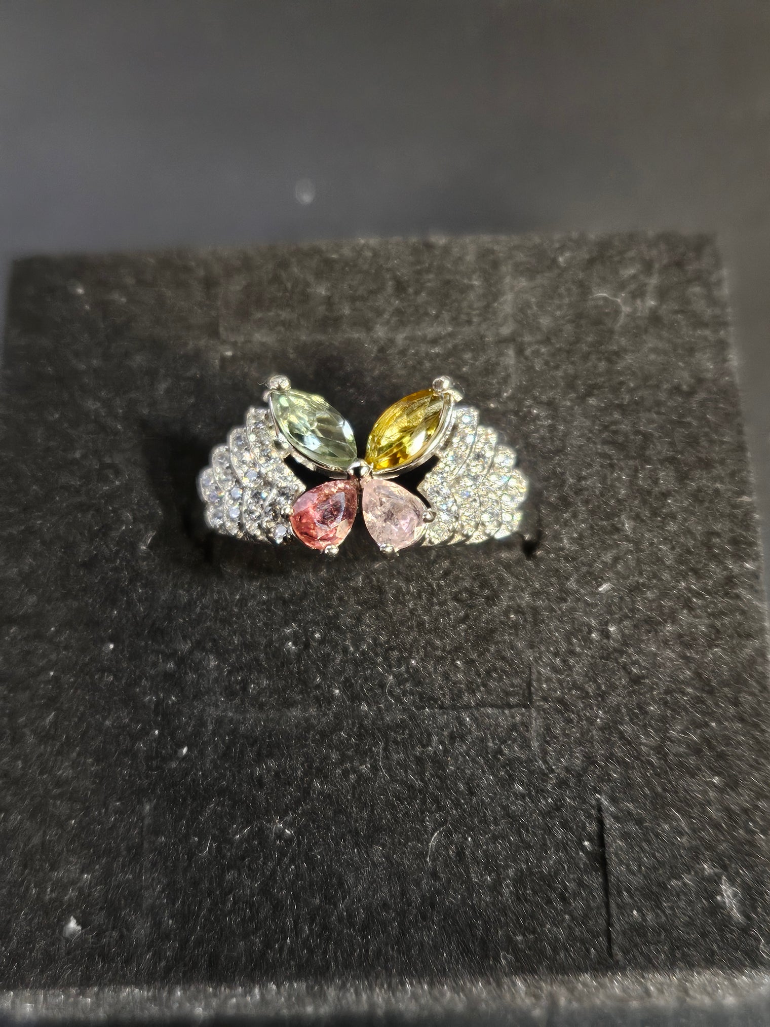 Mixed Tourmaline Butterfly Ring