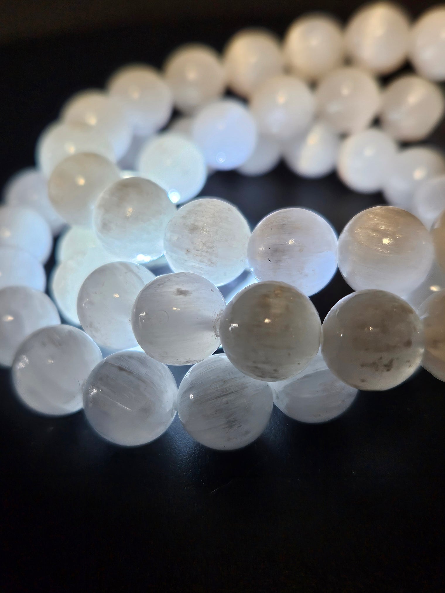 Satin Spar Gypsum Beaded Bracelet (Selenite)