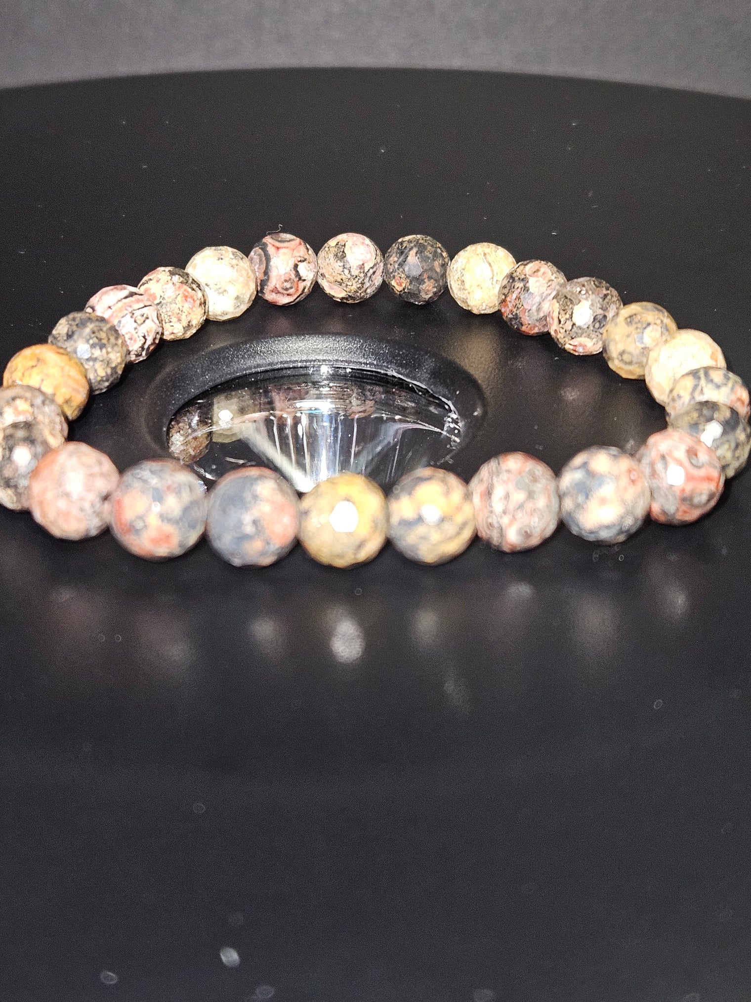 Faceted Leopardite Beaded Bracelet