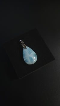 Teardrop Larimar Pendant With Cubic Zirconia