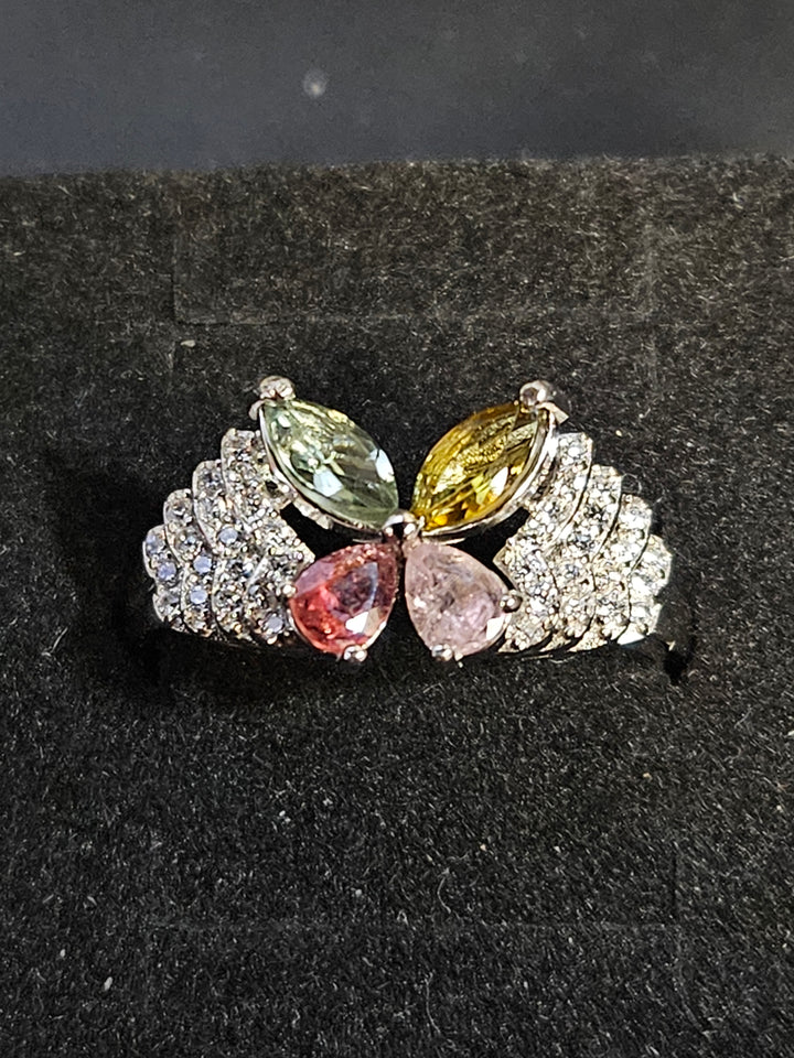 Mixed Tourmaline Butterfly Ring