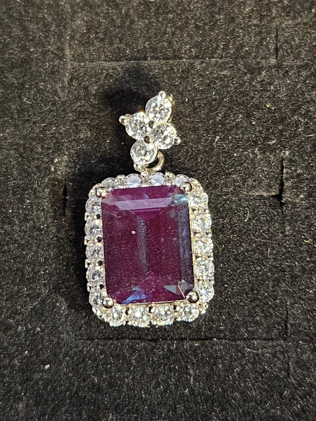 Square-Cut Alexandrite &amp; Cubic Zirconia Halo Pendant