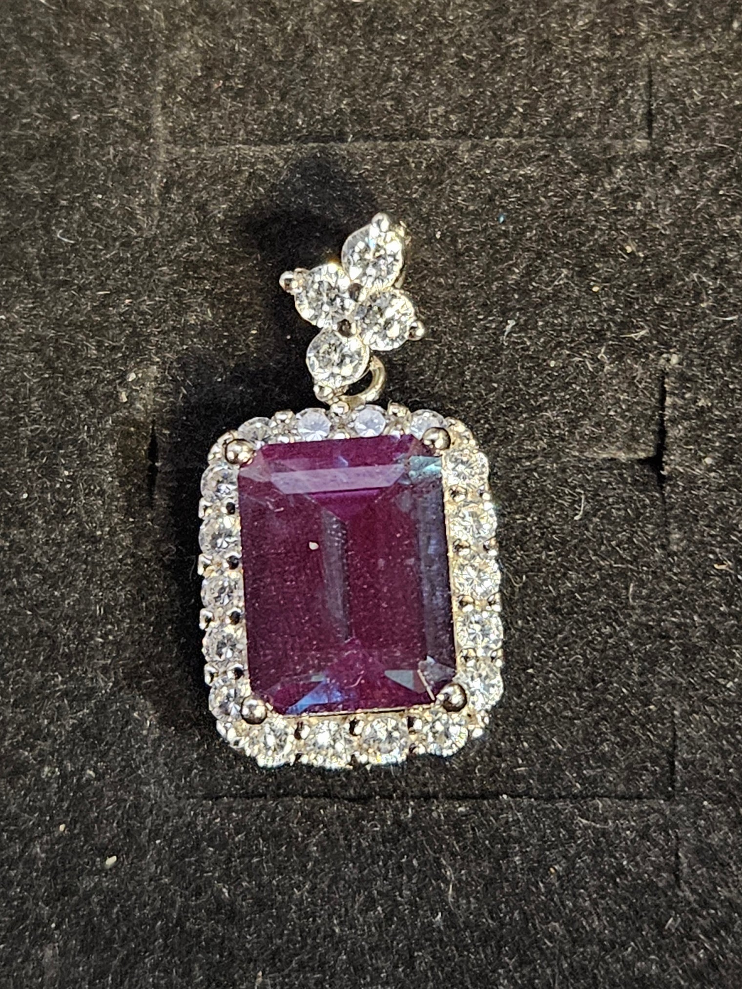 Square-Cut Alexandrite & Cubic Zirconia Halo Pendant