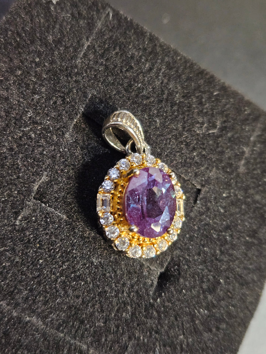 Alexandrite Halo Pendant