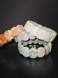 Coral Jade Bangle Bracelet