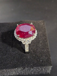 Garnet Ring with CZ Halo