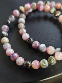 Watermelon Tourmaline Beaded Bracelet