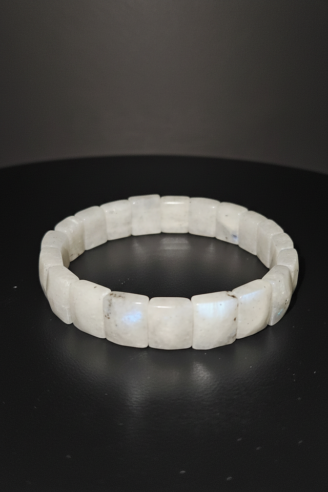 Rainbow Moonstone beaded bracelet front view