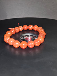 Carnelian beaded bracelet bead detail