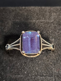 Square-Cut Alexandrite Ring with Black Obsidian Accents