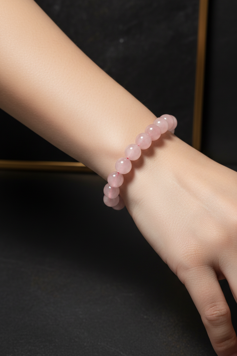 Lavender Rose Quartz Beaded Bracelet