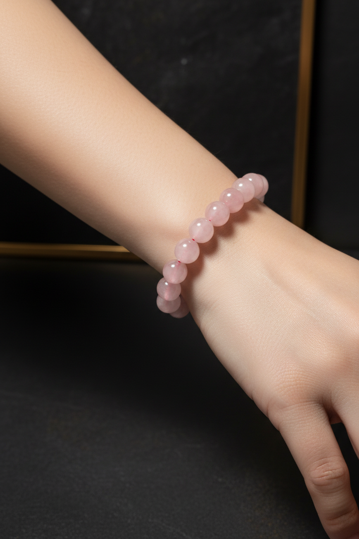Lavender Rose Quartz Beaded Bracelet