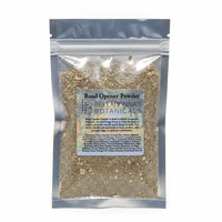 Packaged herb mix labeled 'Road Opener Powder' by Belladonna's Botanicals on a white background.