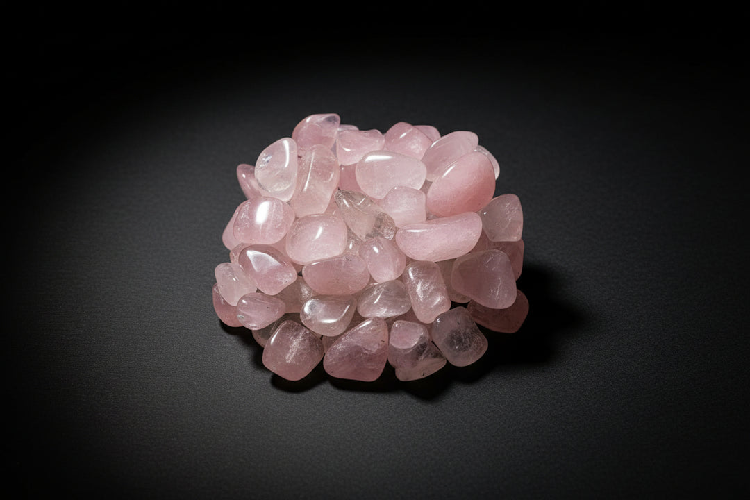 Polished pale-pink Rose Quartz tumbled stones
